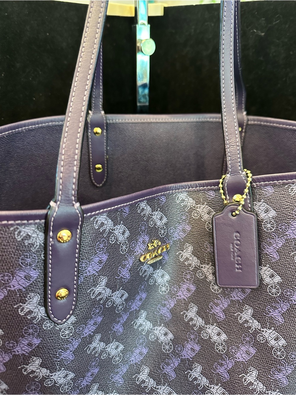 Coach #006 Purple Reversible Signature Horse & Carriage Tote - Picture 11 of 13